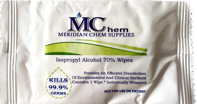 Antibacterial Wet Wipes [100 packets] Meridian Chem Supplies