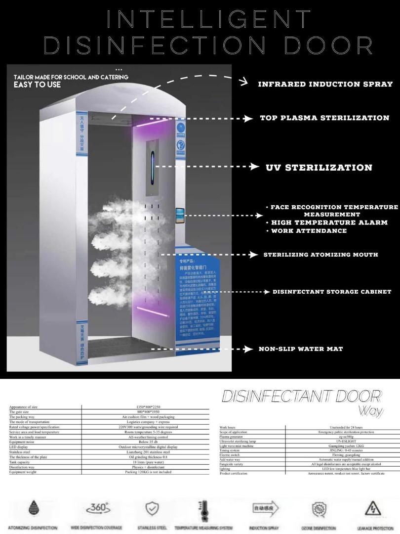 Disinfectant Tunnel disinfectant misting door with thermal scanner, hand sanitizer, Misting, UC light FDA ISO
