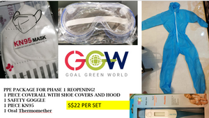 PPE PACKAGE DEAL FOR BACK TO OFFICE AND WORK C/W SAFETY GOGGLES, COVERALL, KN95 MASK & SHOE COVERS & Oral Thermomether